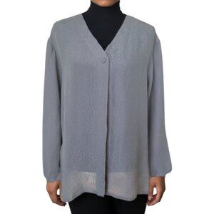 Lutar NWT Green and Tan 100% Sand Washed Silk Blouse Women's Size M